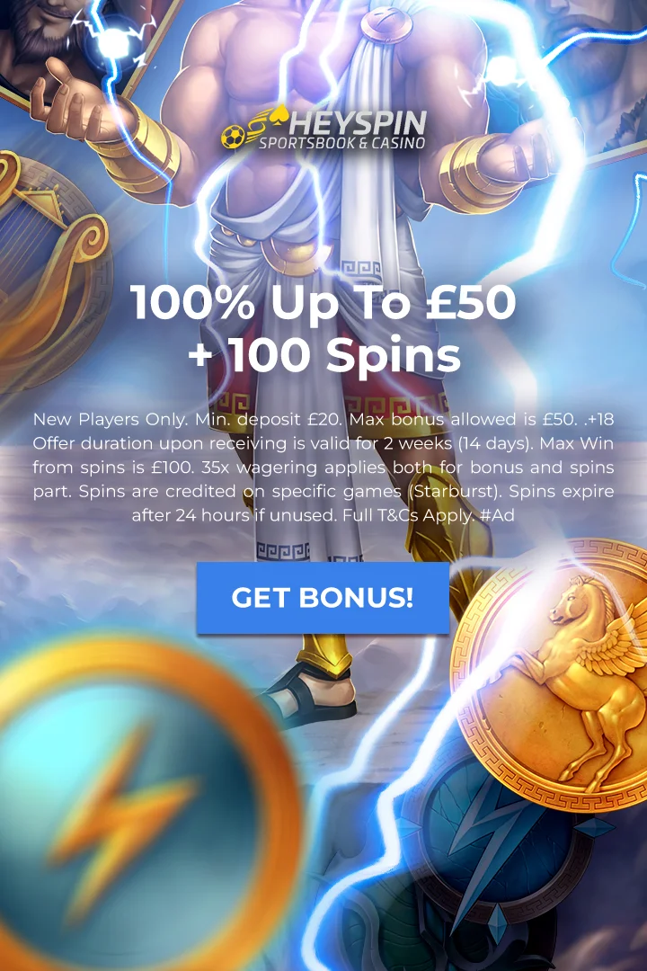 100% Up To £50 + 100 Spins
