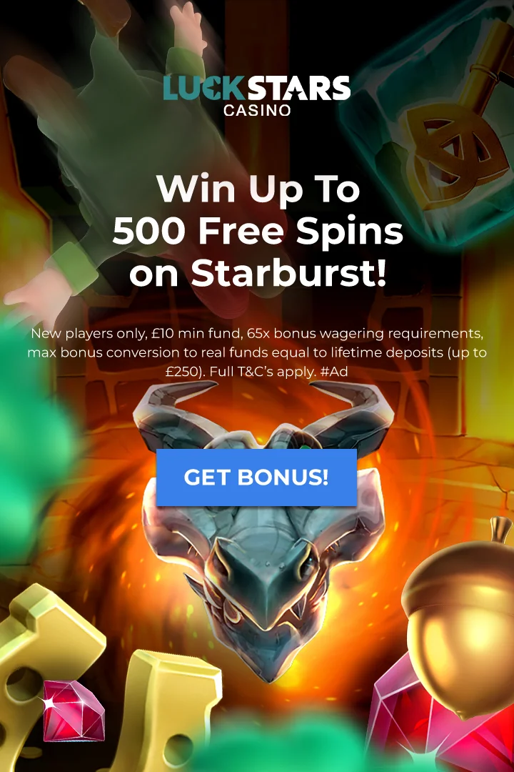 Win Up To 500 Free Spins <br> on Starburst!