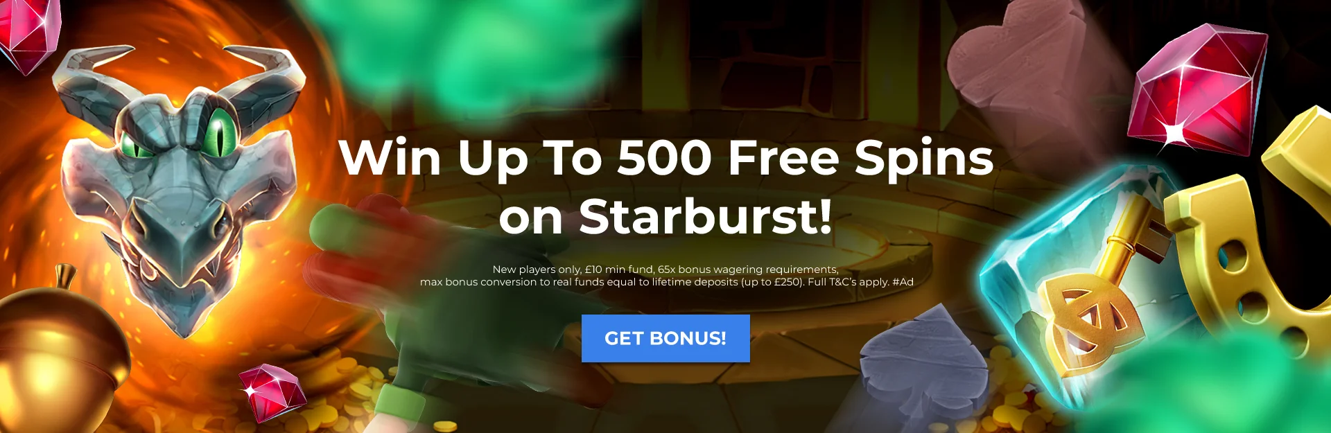 Win Up To 500 Free Spins <br> on Starburst!