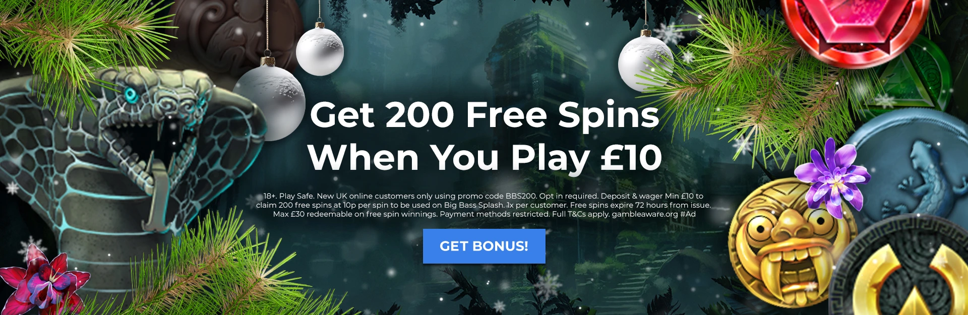 Get 200 Free Spins<br>When You Play £10